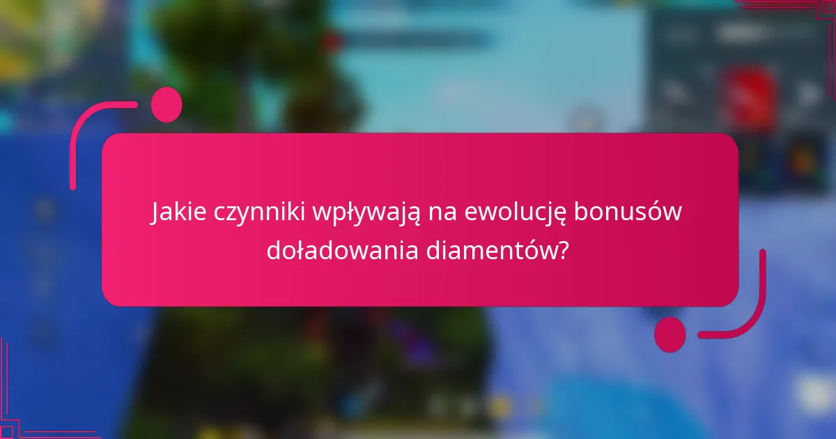 Jakie czynniki wpływają na ewolucję bonusów doładowania diamentów?