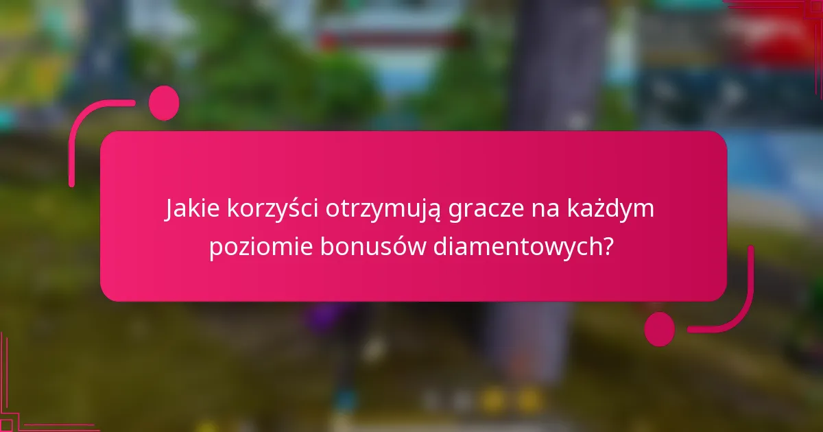 Jakie korzyści otrzymują gracze na każdym poziomie bonusów diamentowych?