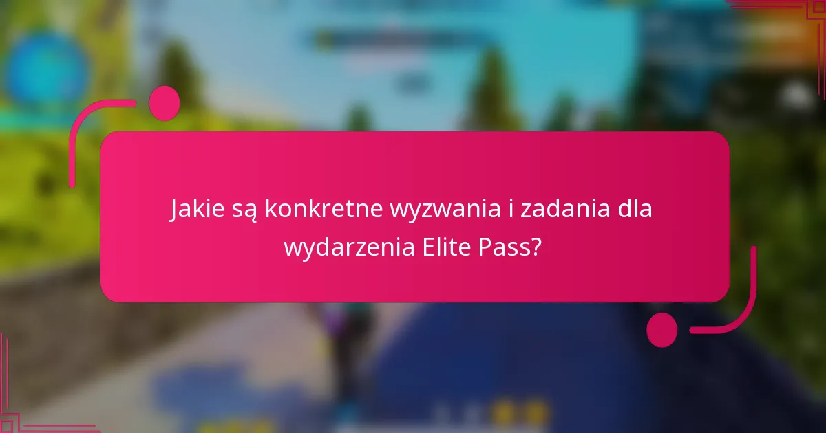 Jakie są konkretne wyzwania i zadania dla wydarzenia Elite Pass?