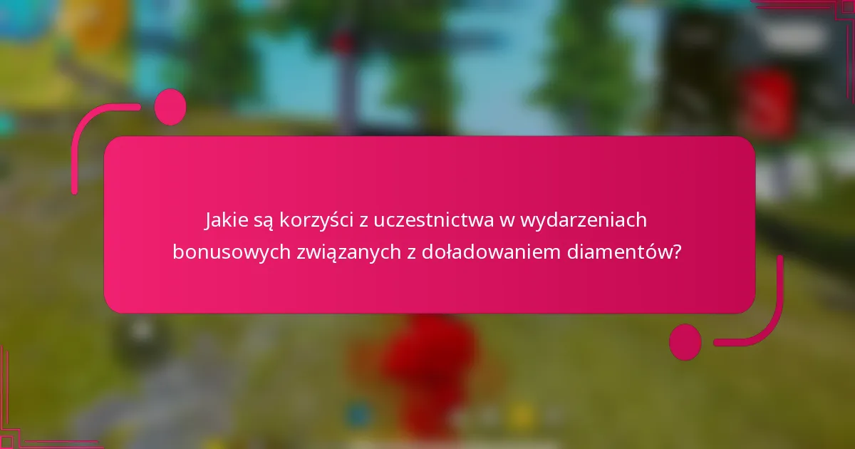 Jakie są korzyści z uczestnictwa w wydarzeniach bonusowych związanych z doładowaniem diamentów?