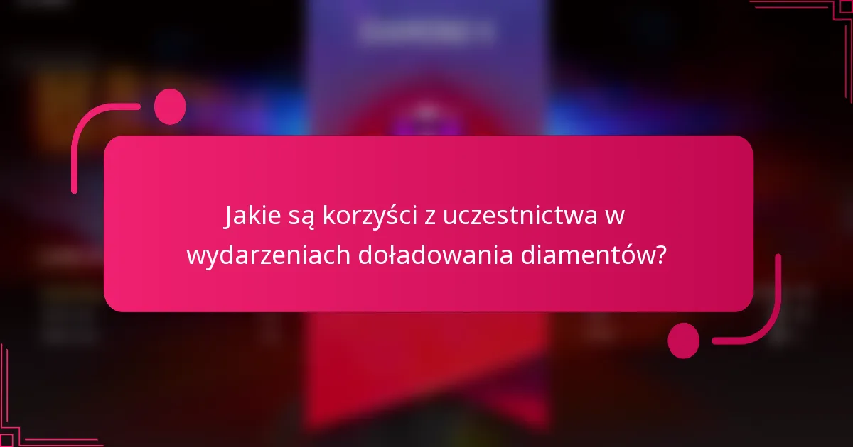 Jakie są korzyści z uczestnictwa w wydarzeniach doładowania diamentów?