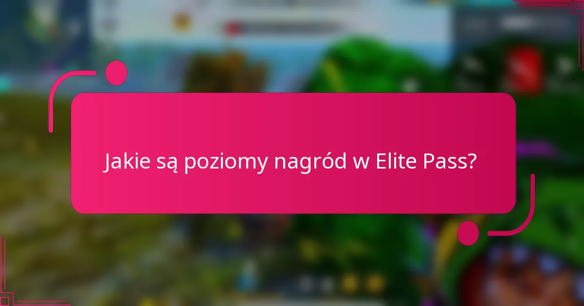 Jakie są poziomy nagród w Elite Pass?